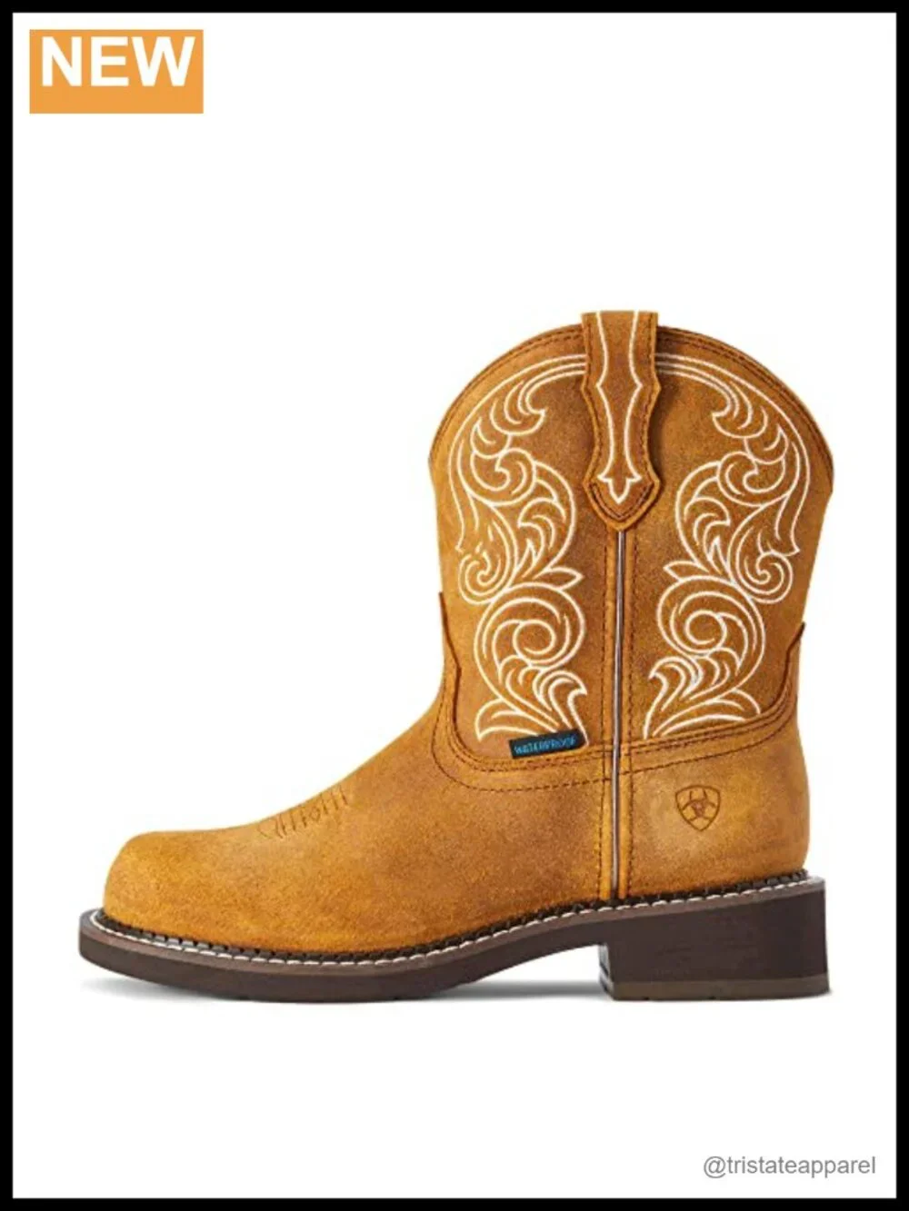 Waterproof Western Boots Mid-Calf Pull-On Leather